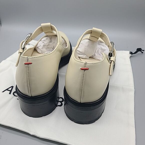 Aeyde Roberta Ivory Leather Mary Jane Loafers Shoes Women 39/ US 9 - Picture 5 of 10